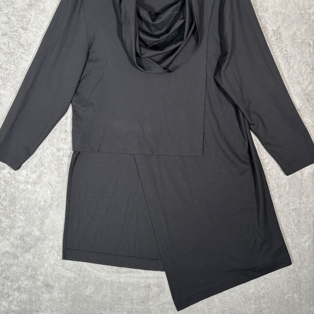 Bryn Walker Black Modal Blend Asymmetrical Cowl Neck Tunic Dress Women Large USA - Picture 7 of 13